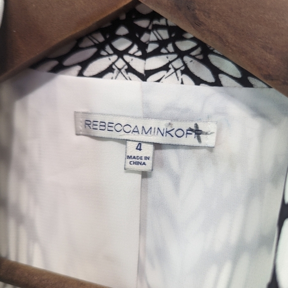 Rebecca Minkoff Blazer Women 4 Small Black White Becky Silk Jacket Office - Picture 3 of 13